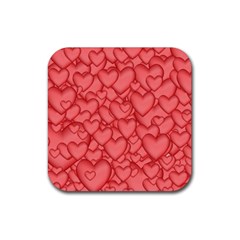 Background Hearts Love Rubber Coaster (square)  by Nexatart