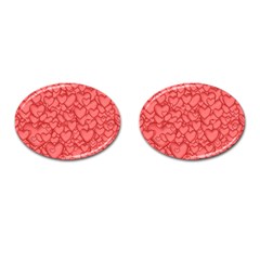 Background Hearts Love Cufflinks (Oval)