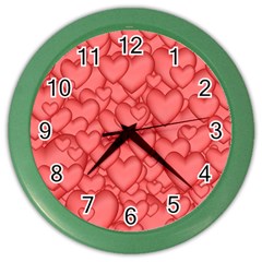 Background Hearts Love Color Wall Clocks