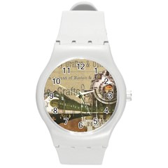 Train Vintage Tracks Travel Old Round Plastic Sport Watch (m)