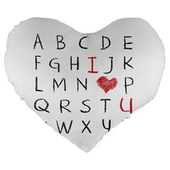 Love Alphabet Large 19  Premium Flano Heart Shape Cushions by Valentinaart