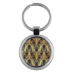 Gold, Black,peacock Pattern,art Nouveau,vintage,belle Epoque,chic,elegant,peacock Feather,beautiful Key Chains (round)  by NouveauDesign