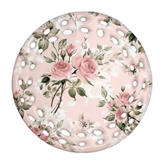 Pink Shabby Chic Floral Round Filigree Ornament (two Sides) by NouveauDesign