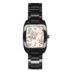 Pink Shabby Chic Floral Stainless Steel Barrel Watch by NouveauDesign