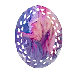 Marbled,ultraviolet,violet,purple,pink,blue,white,stone,marble,modern,trendy,beautiful Oval Filigree Ornament (two Sides)