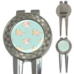 Mint,shabby chic,floral,pink,vintage,girly,cute 3-in-1 Golf Divots Front