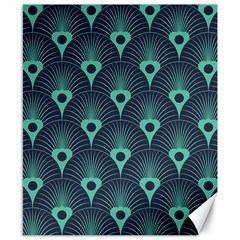 Blue,teal,peacock Pattern,art Deco Canvas 8  X 10 