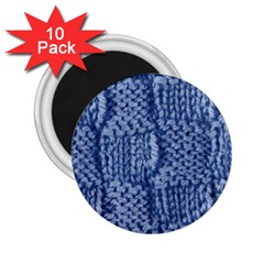 Knitted Wool Square Blue 2 25  Magnets (10 Pack) 