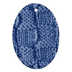 Knitted Wool Square Blue Oval Ornament (two Sides) by snowwhitegirl