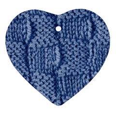 Knitted Wool Square Blue Heart Ornament (two Sides)