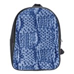 Knitted Wool Square Blue School Bag (Large) Front