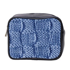 Knitted Wool Square Blue Mini Toiletries Bag 2-side by snowwhitegirl