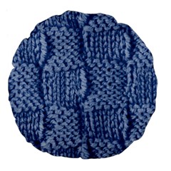 Knitted Wool Square Blue Large 18  Premium Flano Round Cushions