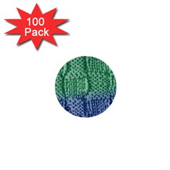 Knitted Wool Square Blue Green 1  Mini Buttons (100 Pack)  by snowwhitegirl