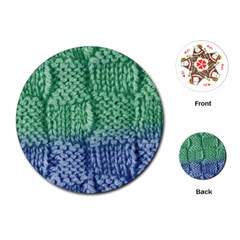 Knitted Wool Square Blue Green Playing Cards (round) 