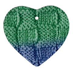 Knitted Wool Square Blue Green Heart Ornament (two Sides) by snowwhitegirl