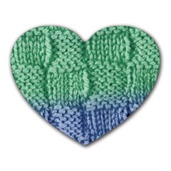 Knitted Wool Square Blue Green Heart Mousepads