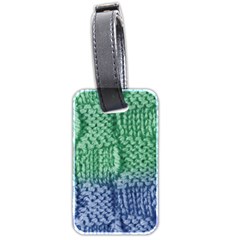 Knitted Wool Square Blue Green Luggage Tags (two Sides)