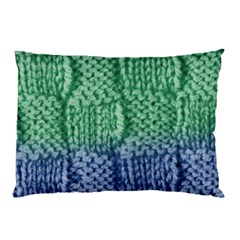 Knitted Wool Square Blue Green Pillow Case (two Sides) by snowwhitegirl