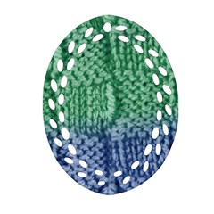 Knitted Wool Square Blue Green Oval Filigree Ornament (two Sides) by snowwhitegirl