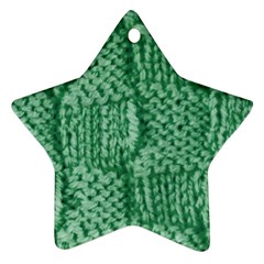 Knitted Wool Square Green Star Ornament (two Sides)