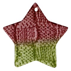 Knitted Wool Square Pink Green Star Ornament (two Sides) by snowwhitegirl