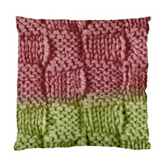 Knitted Wool Square Pink Green Standard Cushion Case (one Side) by snowwhitegirl