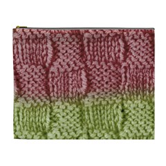 Knitted Wool Square Pink Green Cosmetic Bag (xl) by snowwhitegirl