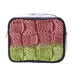 Knitted Wool Square Pink Green Mini Toiletries Bags