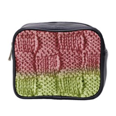 Knitted Wool Square Pink Green Mini Toiletries Bag 2-side by snowwhitegirl