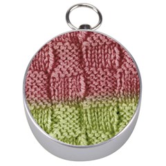 Knitted Wool Square Pink Green Silver Compasses