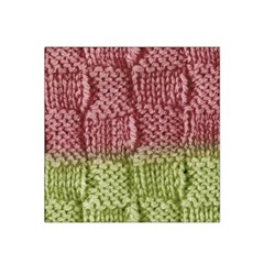 Knitted Wool Square Pink Green Satin Bandana Scarf by snowwhitegirl