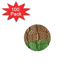Knitted Wool Square Beige Green 1  Mini Buttons (100 Pack) 