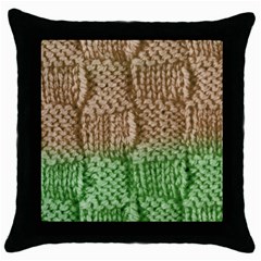 Knitted Wool Square Beige Green Throw Pillow Case (black)