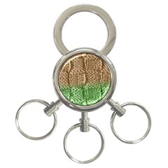 Knitted Wool Square Beige Green 3-ring Key Chains