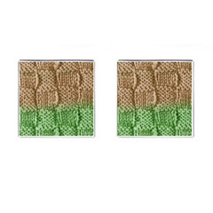 Knitted Wool Square Beige Green Cufflinks (square) by snowwhitegirl