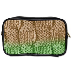 Knitted Wool Square Beige Green Toiletries Bags 2-side