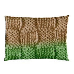 Knitted Wool Square Beige Green Pillow Case (two Sides) by snowwhitegirl