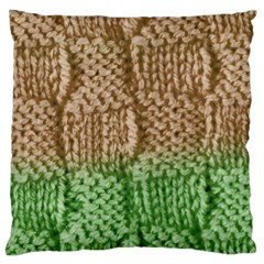 Knitted Wool Square Beige Green Large Flano Cushion Case (two Sides) by snowwhitegirl