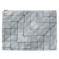 Silver Grid Pattern Cosmetic Bag (xxl)  by dflcprints