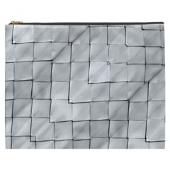 Silver Grid Pattern Cosmetic Bag (xxxl)  by dflcprints