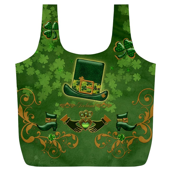 Happy st. patrick s day with clover Full Print Recycle Bags (L) 