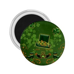 Happy St  Patrick s Day With Clover 2 25  Magnets by FantasyWorld7