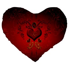 Wonderful Hearts, Kisses Large 19  Premium Heart Shape Cushions