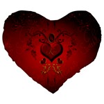 Wonderful Hearts, Kisses Large 19  Premium Heart Shape Cushions Front