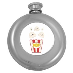 Cute Kawaii Popcorn Round Hip Flask (5 Oz) by Valentinaart