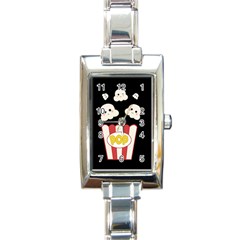 Cute Kawaii Popcorn Rectangle Italian Charm Watch