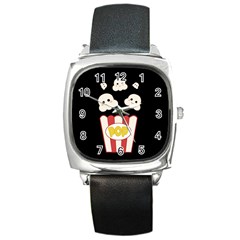 Cute Kawaii Popcorn Square Metal Watch