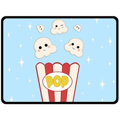 Cute Kawaii Popcorn Fleece Blanket (large)  by Valentinaart