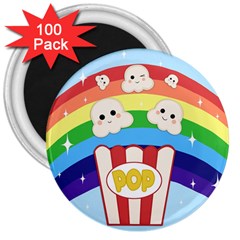 Cute Kawaii Popcorn 3  Magnets (100 pack)